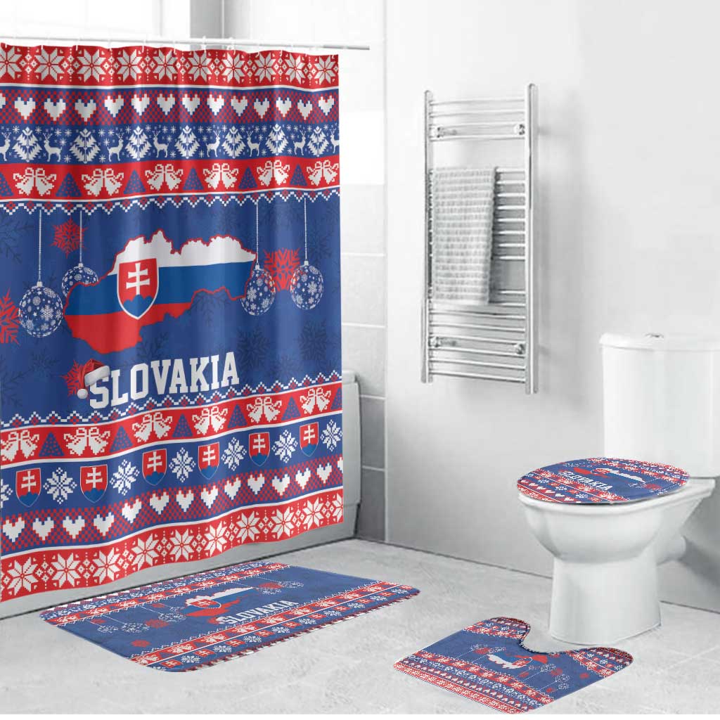 Slovakia Christmas Bathroom Set Slovakian Double Cross Map - Wonder Print Shop