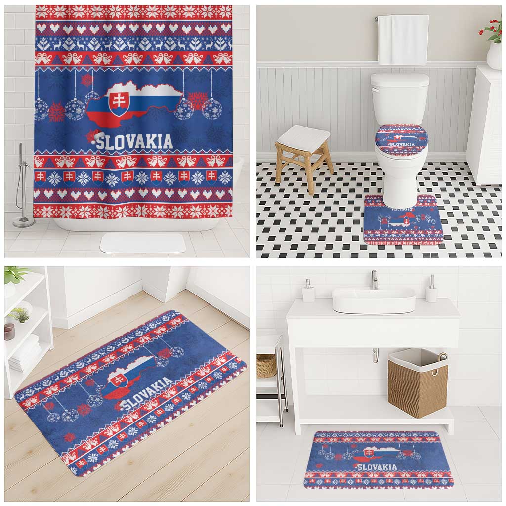 Slovakia Christmas Bathroom Set Slovakian Double Cross Map - Wonder Print Shop