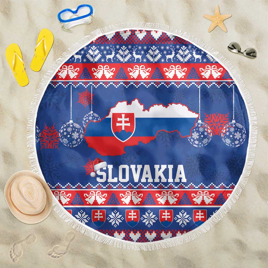 Slovakia Christmas Beach Blanket Slovakian Double Cross Map - Wonder Print Shop