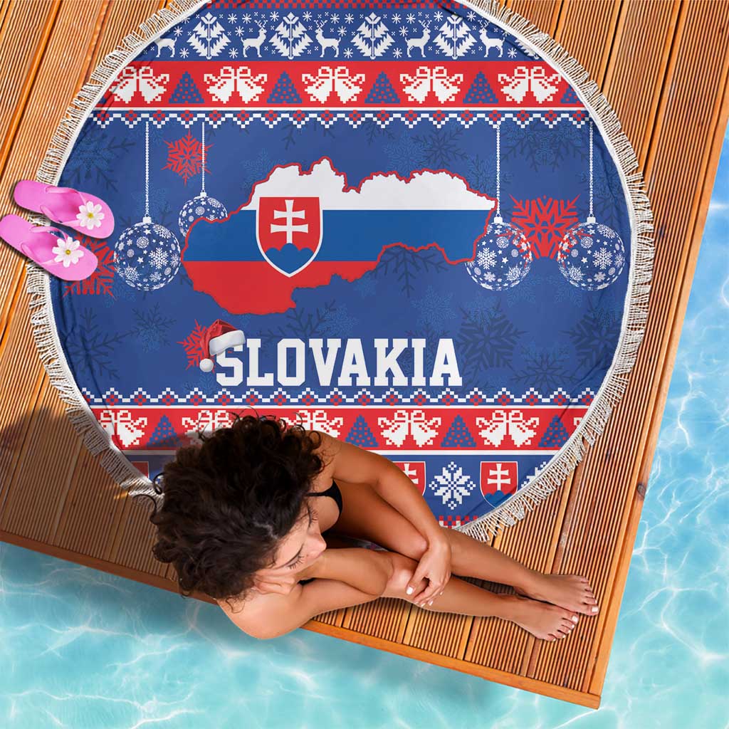 Slovakia Christmas Beach Blanket Slovakian Double Cross Map - Wonder Print Shop