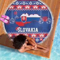 Slovakia Christmas Beach Blanket Slovakian Double Cross Map - Wonder Print Shop