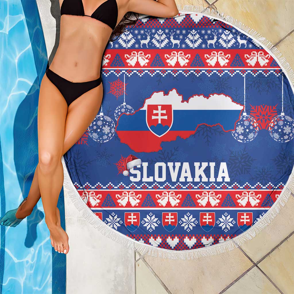 Slovakia Christmas Beach Blanket Slovakian Double Cross Map - Wonder Print Shop