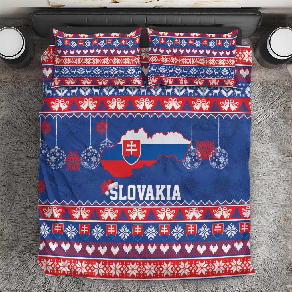 Slovakia Christmas Bedding Set Slovakian Double Cross Map - Wonder Print Shop