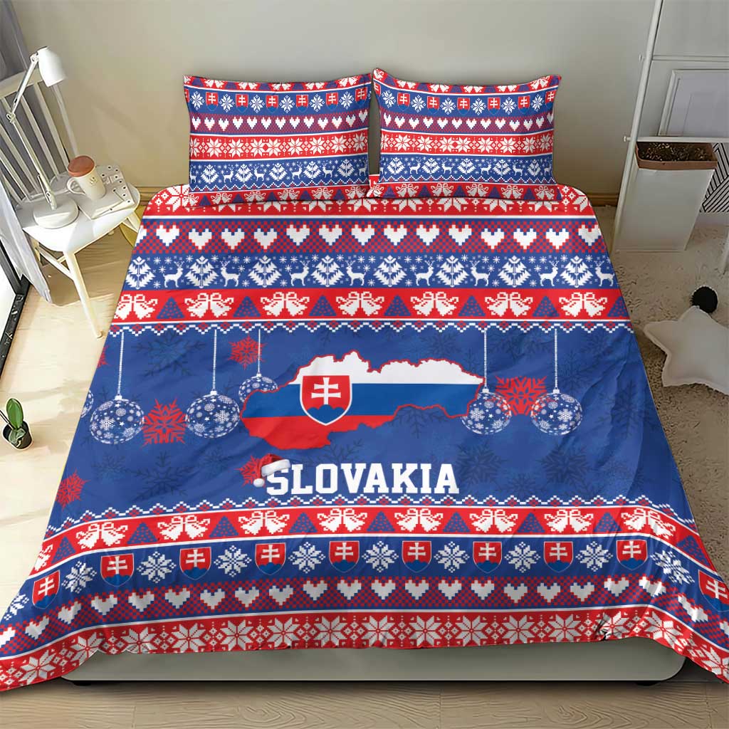 Slovakia Christmas Bedding Set Slovakian Double Cross Map - Wonder Print Shop