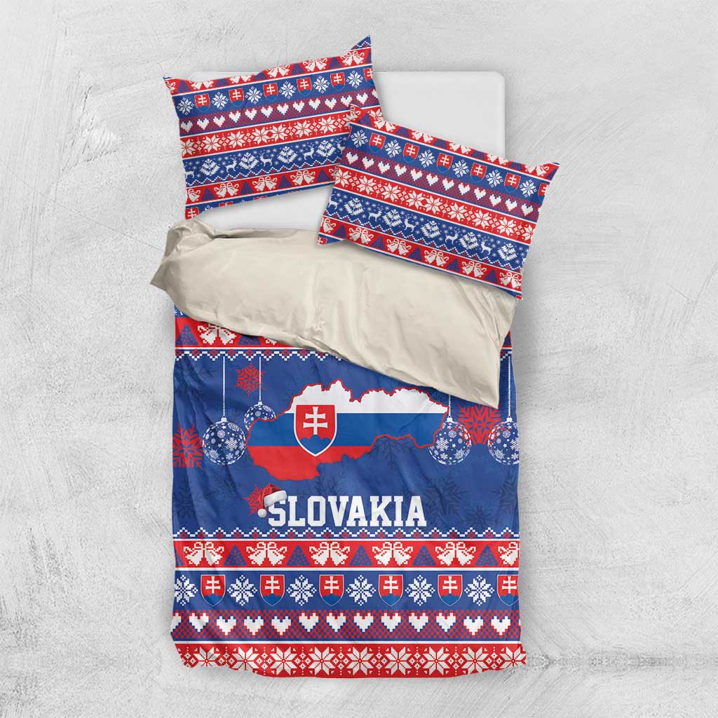 Slovakia Christmas Bedding Set Slovakian Double Cross Map - Wonder Print Shop