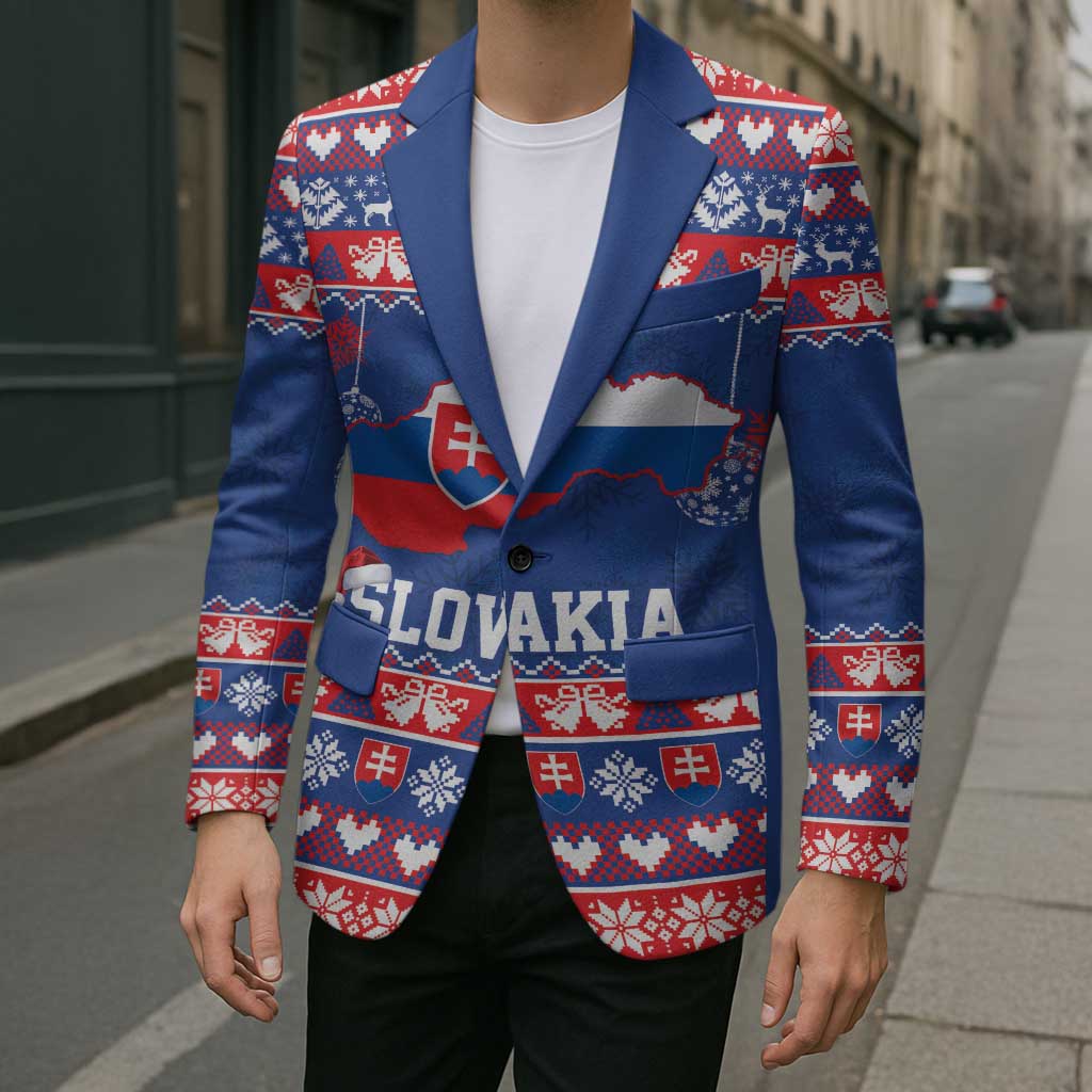 Slovakia Christmas Blazer Slovakian Double Cross Map - Wonder Print Shop
