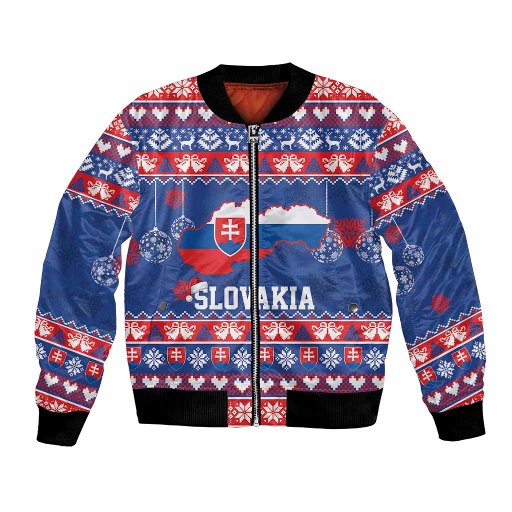 Slovakia Christmas Bomber Jacket Slovakian Double Cross Map - Wonder Print Shop