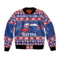 Slovakia Christmas Bomber Jacket Slovakian Double Cross Map - Wonder Print Shop