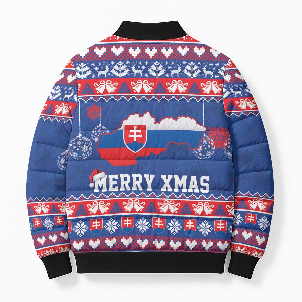 Slovakia Christmas Bomber Puffer Jacket Slovakian Double Cross Map - Wonder Print Shop
