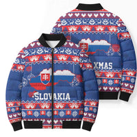 Slovakia Christmas Bomber Puffer Jacket Slovakian Double Cross Map - Wonder Print Shop