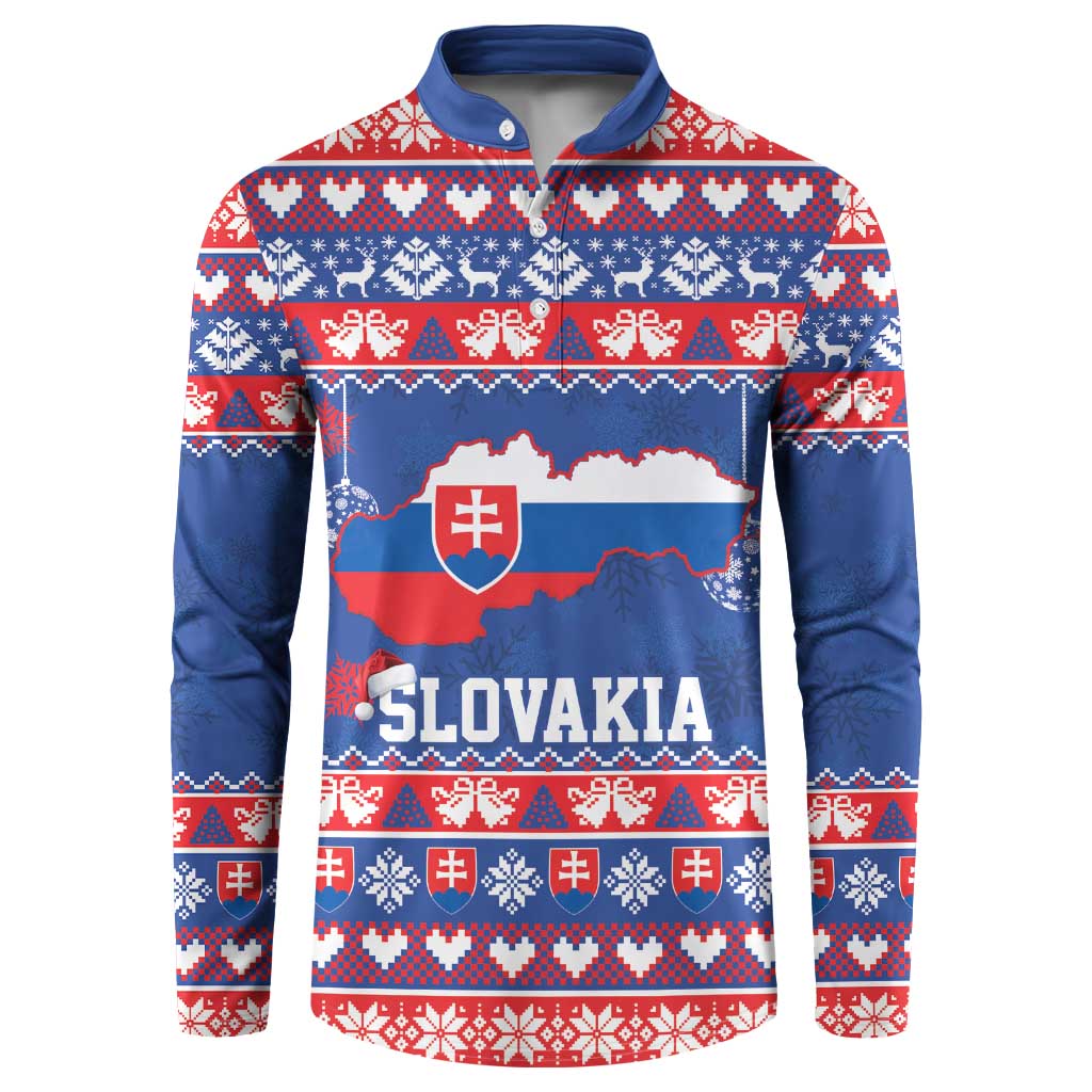 Slovakia Christmas Button Sweatshirt Slovakian Double Cross Map - Wonder Print Shop