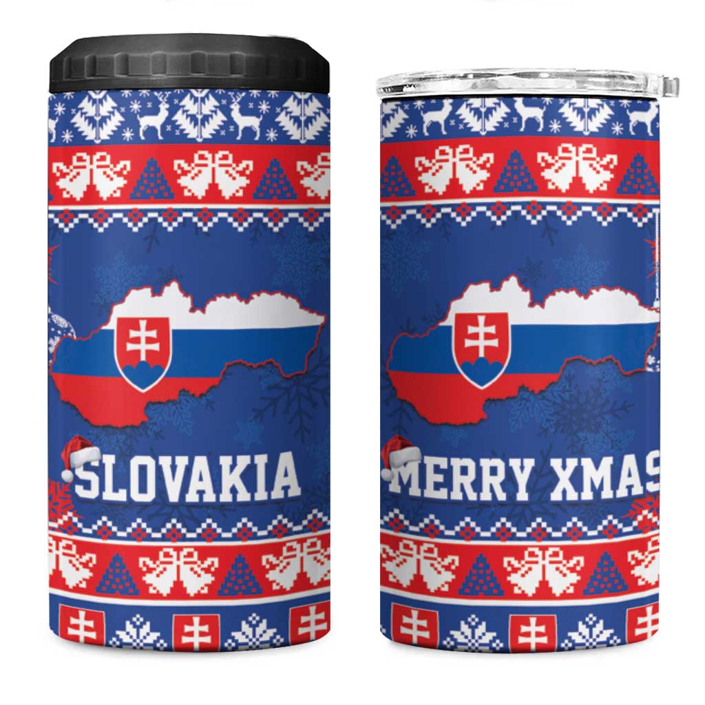 Slovakia Christmas 4 in 1 Can Cooler Tumbler Slovakian Double Cross Map - Wonder Print Shop