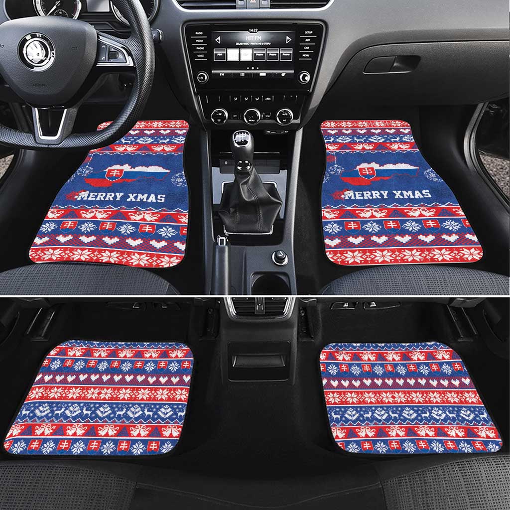 Slovakia Christmas Car Mats Slovakian Double Cross Map - Wonder Print Shop