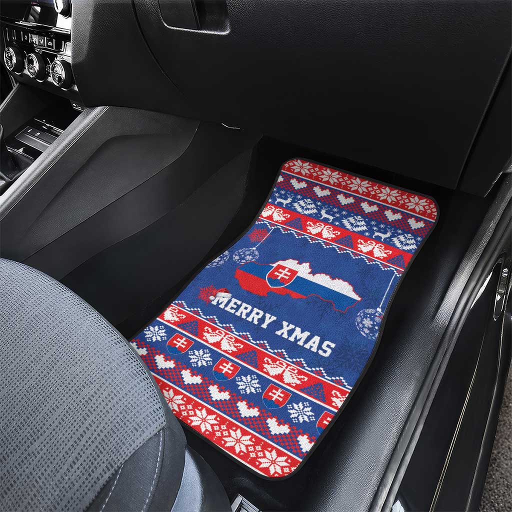 Slovakia Christmas Car Mats Slovakian Double Cross Map - Wonder Print Shop
