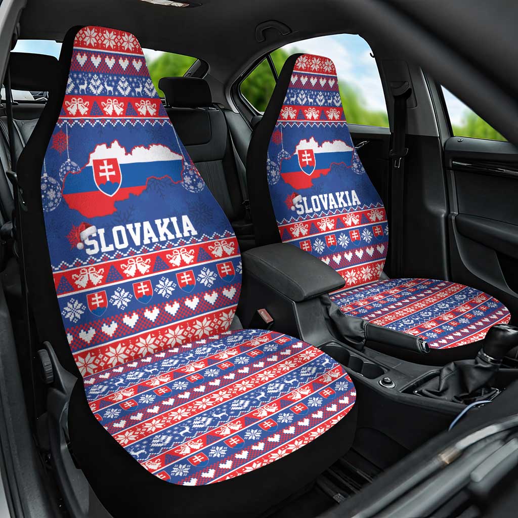 Slovakia Christmas Car Seat Cover Slovakian Double Cross Map - Wonder Print Shop