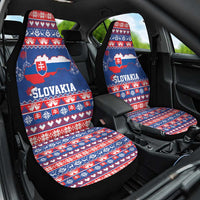Slovakia Christmas Car Seat Cover Slovakian Double Cross Map - Wonder Print Shop