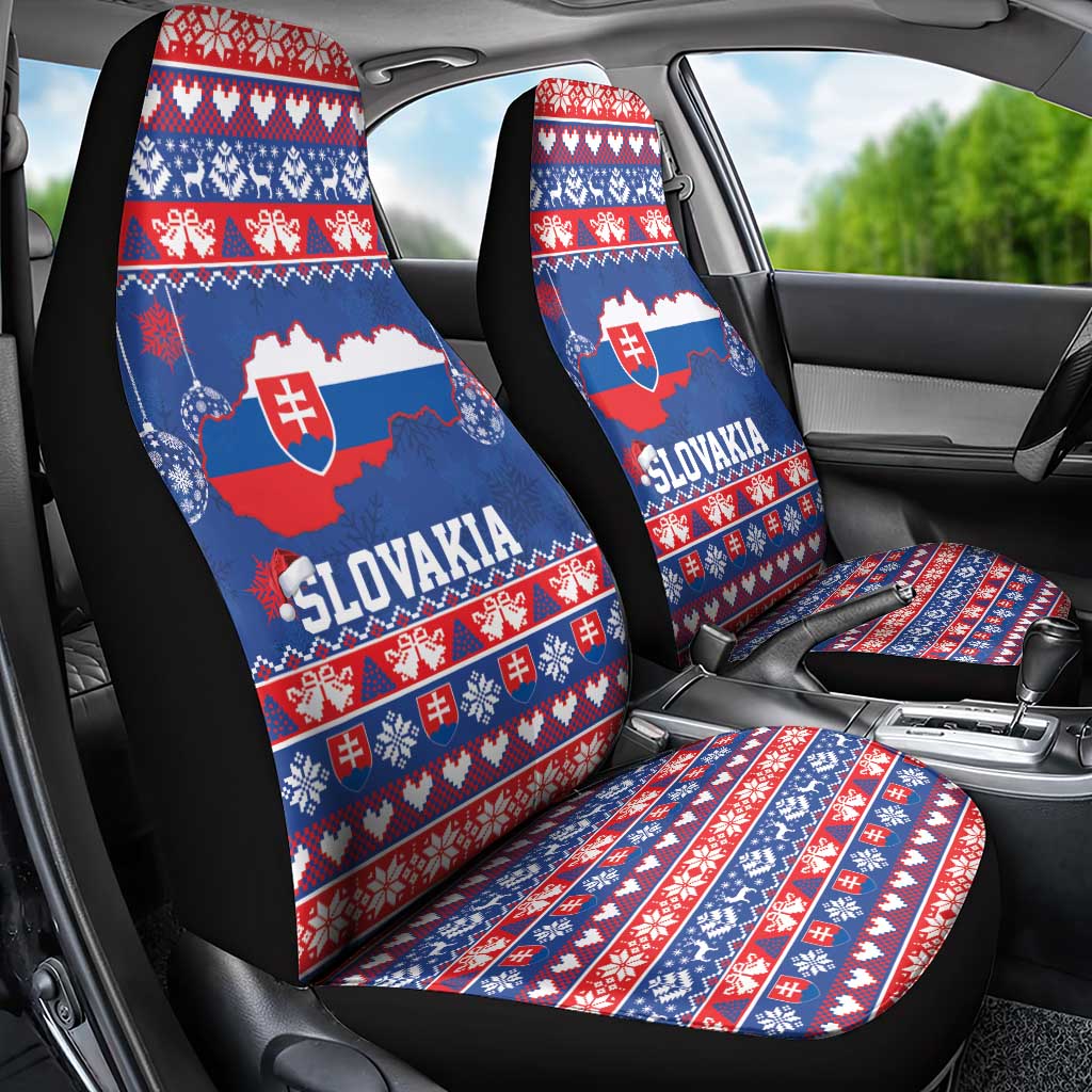 Slovakia Christmas Car Seat Cover Slovakian Double Cross Map - Wonder Print Shop