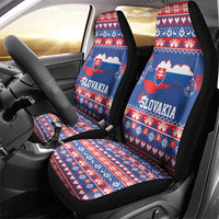 Slovakia Christmas Car Seat Cover Slovakian Double Cross Map - Wonder Print Shop