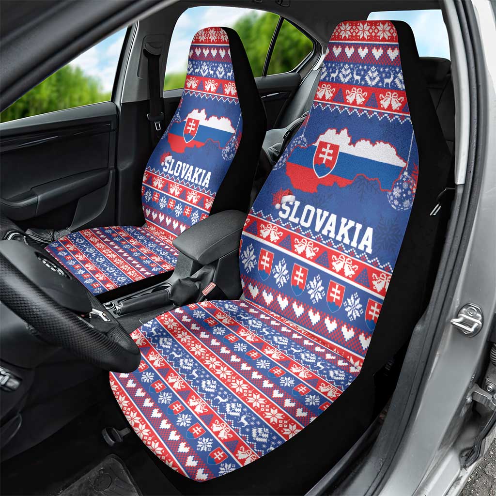 Slovakia Christmas Car Seat Cover Slovakian Double Cross Map - Wonder Print Shop