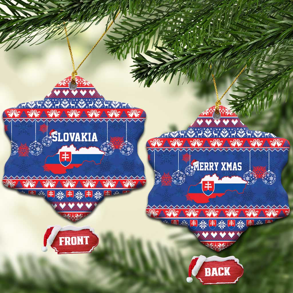 Slovakia Christmas Ceramic Ornament Slovakian Double Cross Map - Wonder Print Shop