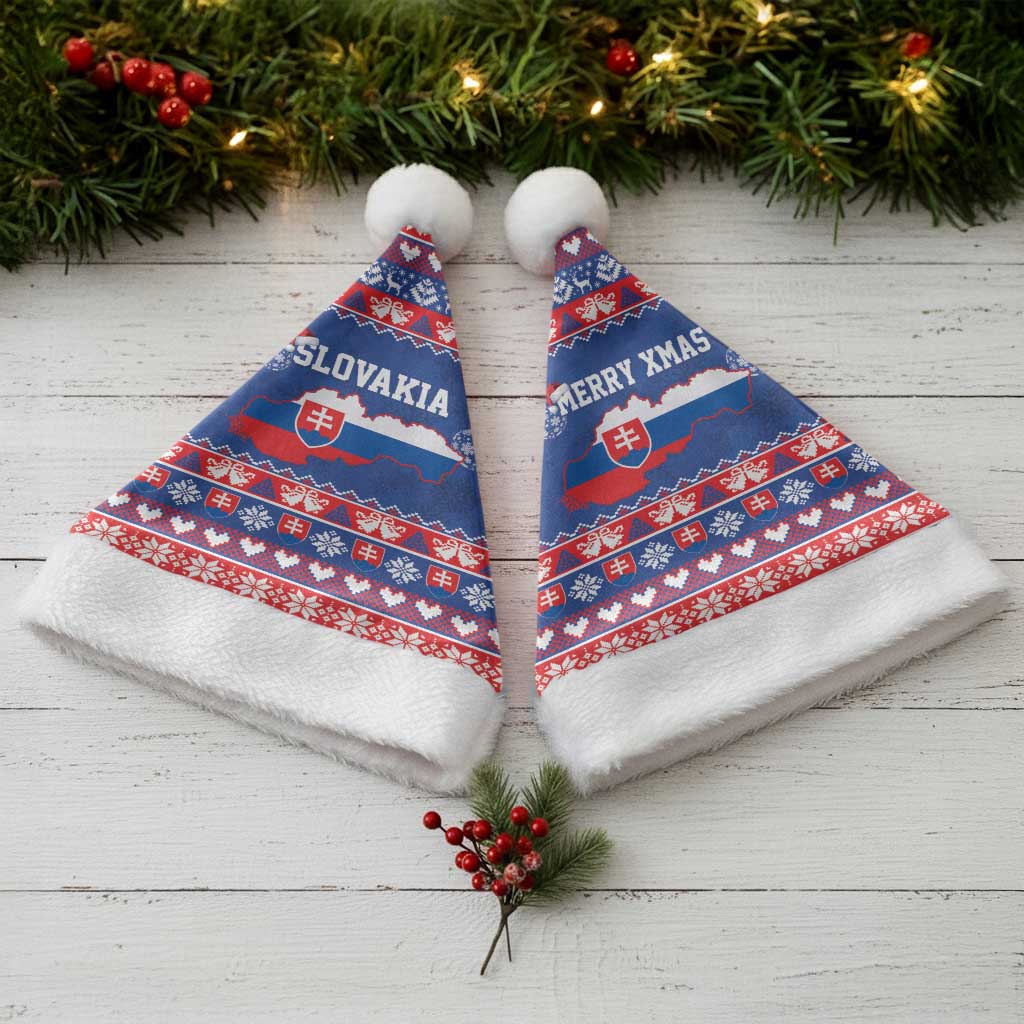 Slovakia Christmas Santa Hat Slovakian Double Cross Map - Wonder Print Shop