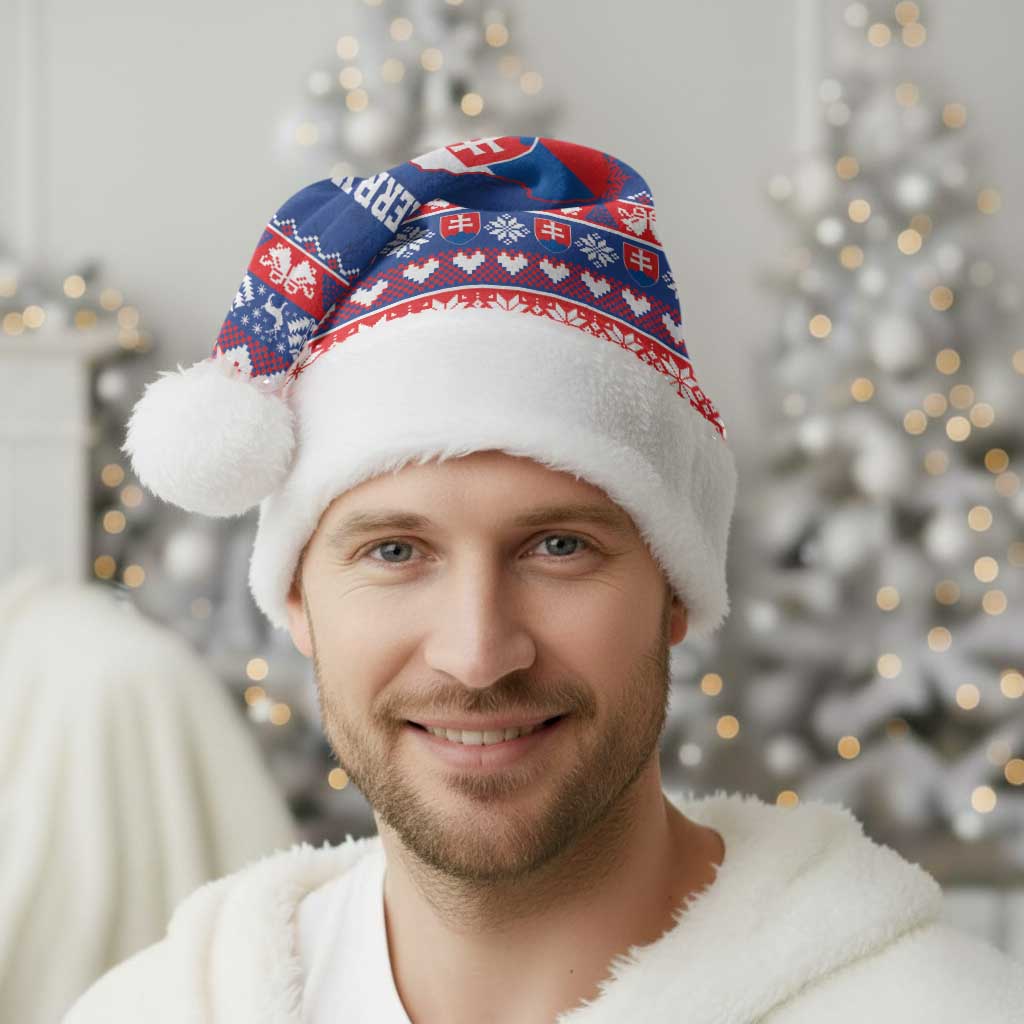 Slovakia Christmas Santa Hat Slovakian Double Cross Map - Wonder Print Shop