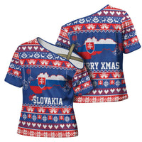 Slovakia Christmas Cross Shoulder Shirt Slovakian Double Cross Map - Wonder Print Shop