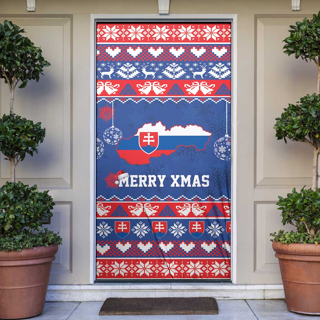 Slovakia Christmas Door Cover Slovakian Double Cross Map - Wonder Print Shop