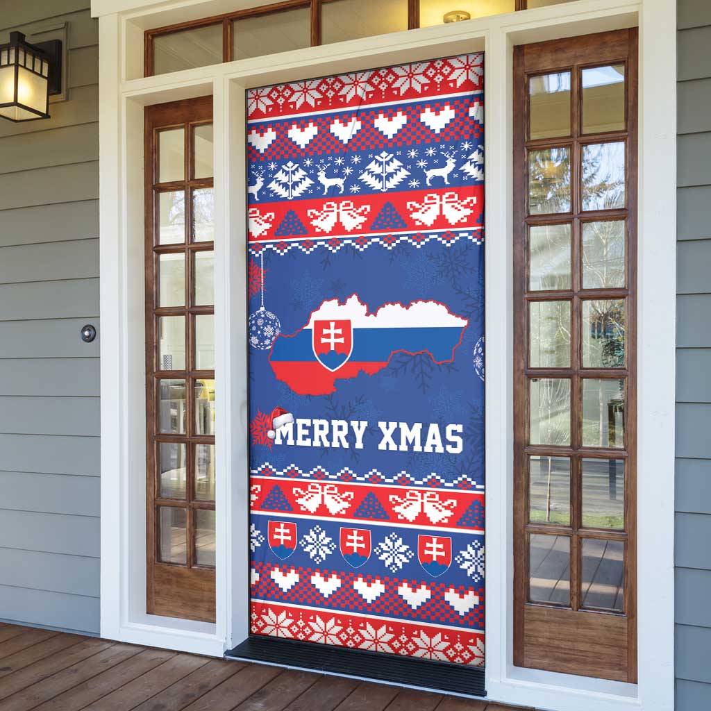 Slovakia Christmas Door Cover Slovakian Double Cross Map - Wonder Print Shop