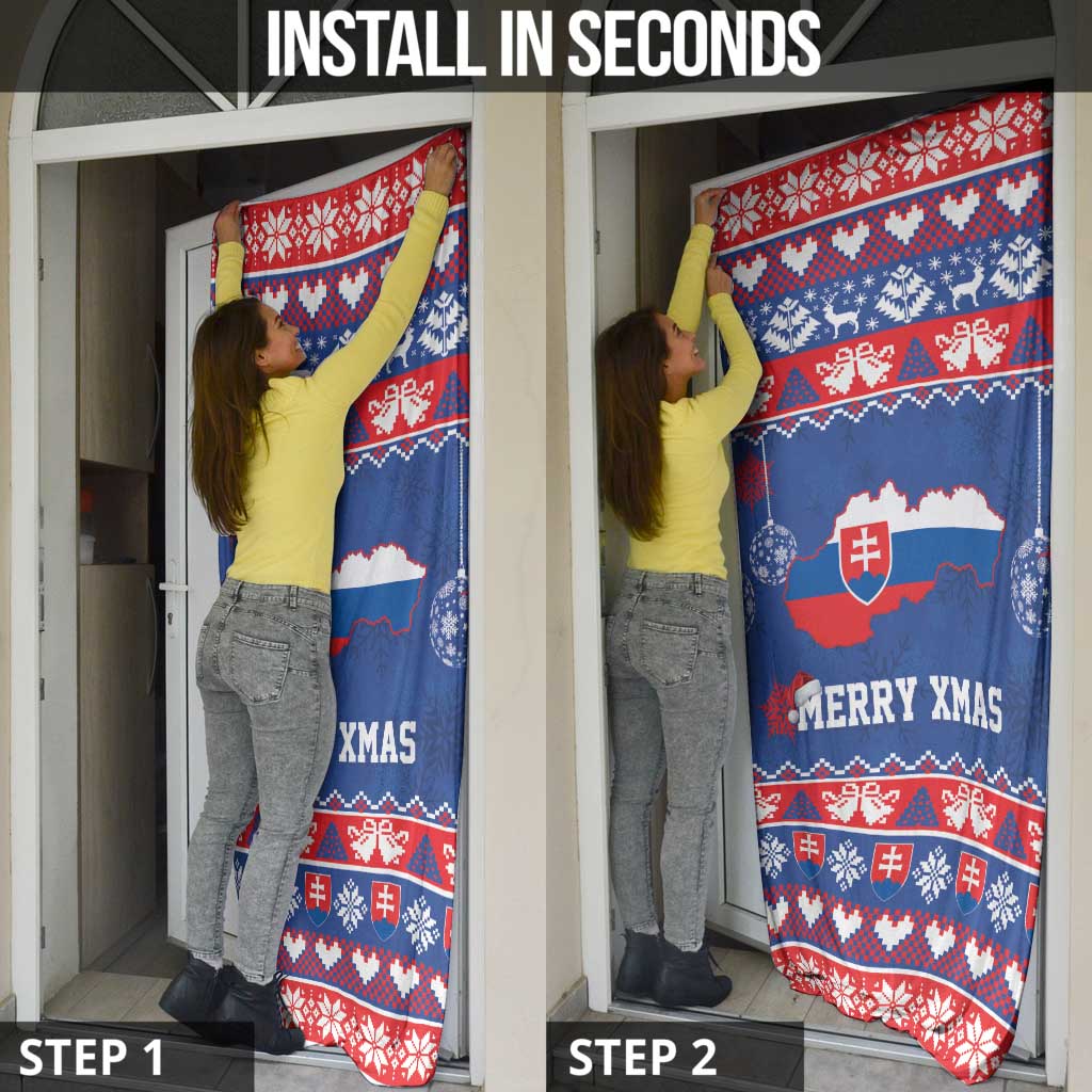 Slovakia Christmas Door Cover Slovakian Double Cross Map - Wonder Print Shop