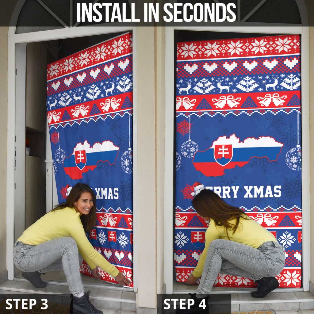 Slovakia Christmas Door Cover Slovakian Double Cross Map - Wonder Print Shop