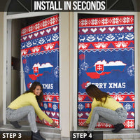 Slovakia Christmas Door Cover Slovakian Double Cross Map - Wonder Print Shop