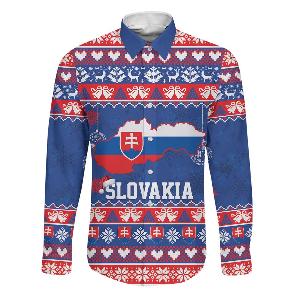 Slovakia Christmas Family Matching Long Sleeve Bodycon Dress and Hawaiian Shirt Slovakian Double Cross Map - Wonder Print Shop