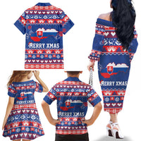 Slovakia Christmas Family Matching Off The Shoulder Long Sleeve Dress and Hawaiian Shirt Slovakian Double Cross Map - Wonder Print Shop