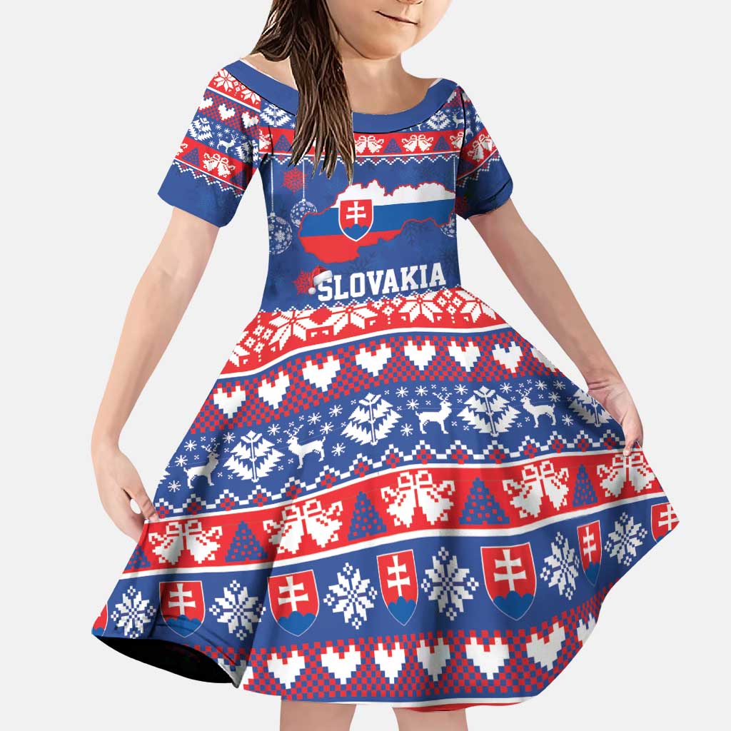 Slovakia Christmas Family Matching Off Shoulder Maxi Dress and Hawaiian Shirt Slovakian Double Cross Map - Wonder Print Shop