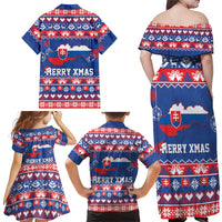 Slovakia Christmas Family Matching Off Shoulder Maxi Dress and Hawaiian Shirt Slovakian Double Cross Map - Wonder Print Shop