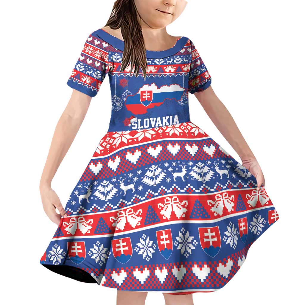 Slovakia Christmas Family Matching Off Shoulder Short Dress and Hawaiian Shirt Slovakian Double Cross Map - Wonder Print Shop