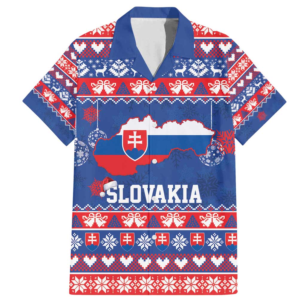 Slovakia Christmas Family Matching Off Shoulder Short Dress and Hawaiian Shirt Slovakian Double Cross Map - Wonder Print Shop