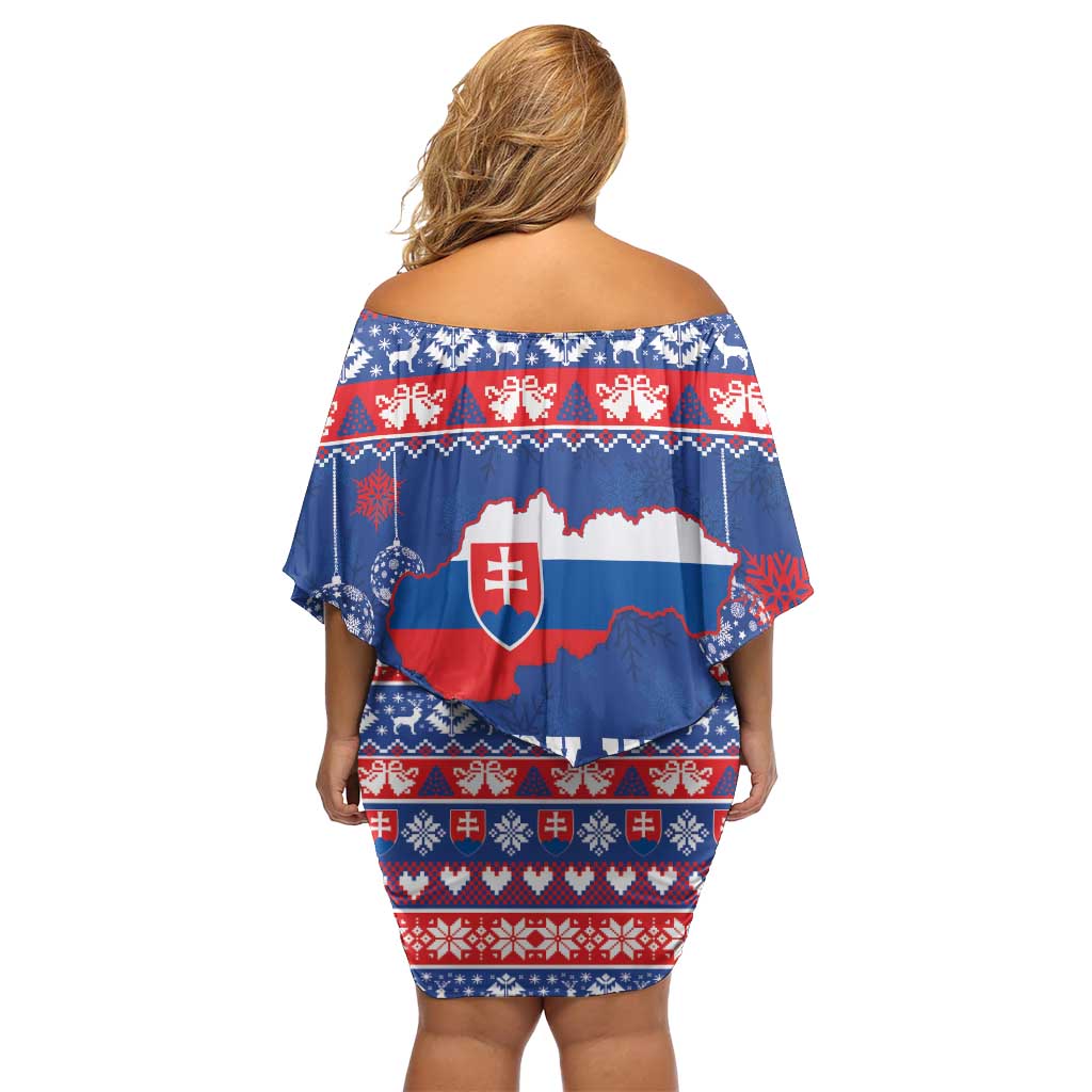 Slovakia Christmas Family Matching Off Shoulder Short Dress and Hawaiian Shirt Slovakian Double Cross Map - Wonder Print Shop