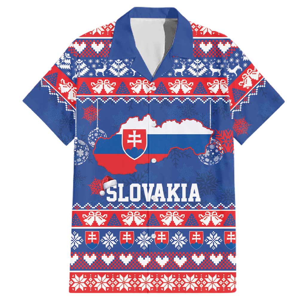 Slovakia Christmas Family Matching Puletasi and Hawaiian Shirt Slovakian Double Cross Map - Wonder Print Shop