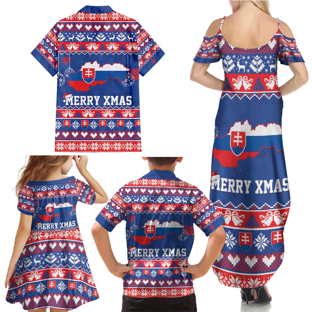 Slovakia Christmas Family Matching Summer Maxi Dress and Hawaiian Shirt Slovakian Double Cross Map - Wonder Print Shop