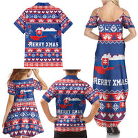 Slovakia Christmas Family Matching Summer Maxi Dress and Hawaiian Shirt Slovakian Double Cross Map - Wonder Print Shop