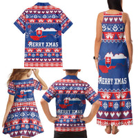Slovakia Christmas Family Matching Tank Maxi Dress and Hawaiian Shirt Slovakian Double Cross Map - Wonder Print Shop
