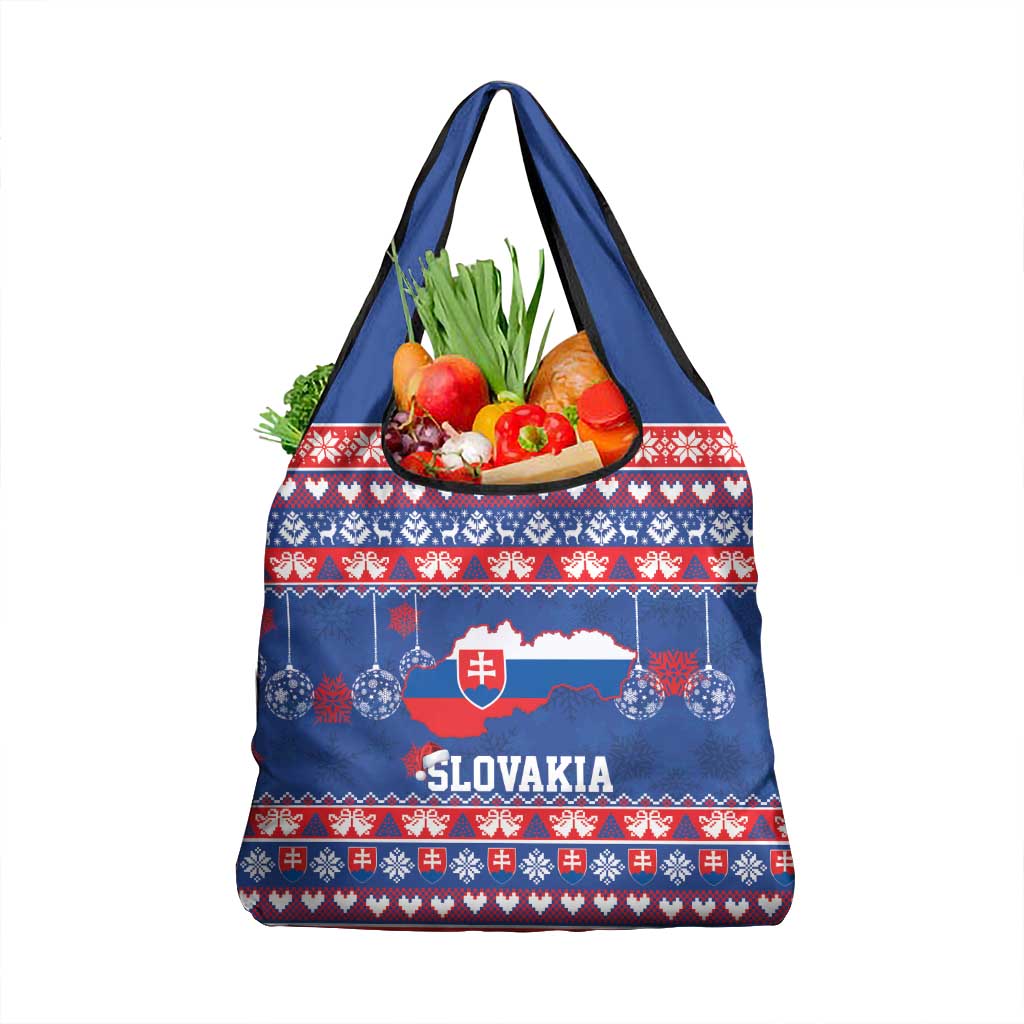 Slovakia Christmas Grocery Bag Slovakian Double Cross Map - Wonder Print Shop