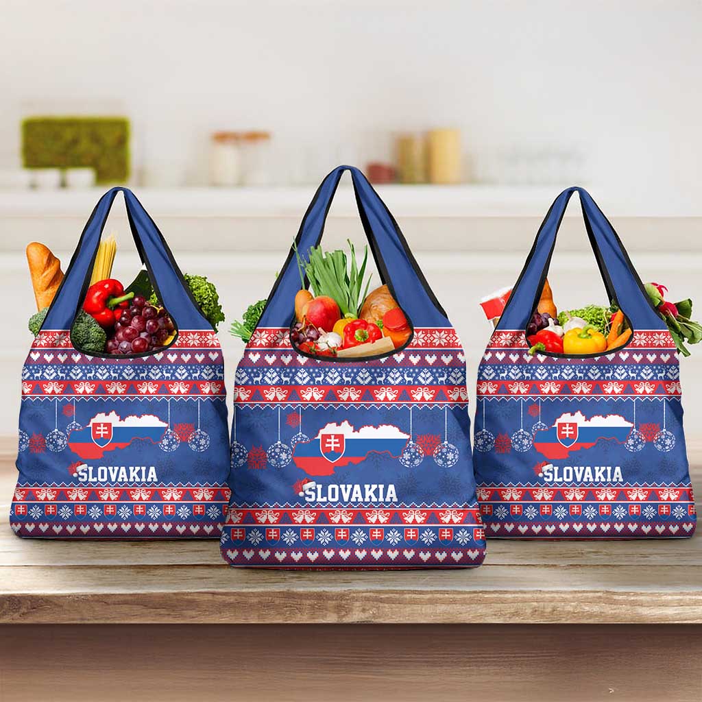 Slovakia Christmas Grocery Bag Slovakian Double Cross Map - Wonder Print Shop