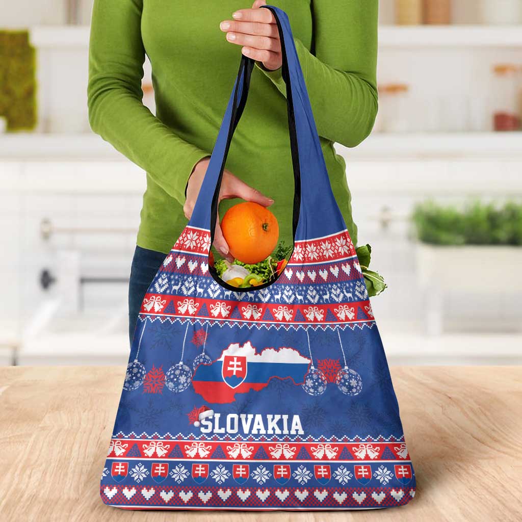 Slovakia Christmas Grocery Bag Slovakian Double Cross Map - Wonder Print Shop