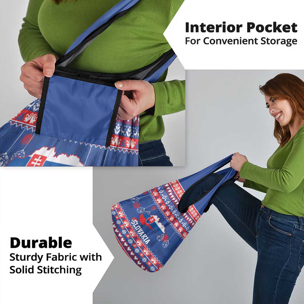 Slovakia Christmas Grocery Bag Slovakian Double Cross Map - Wonder Print Shop