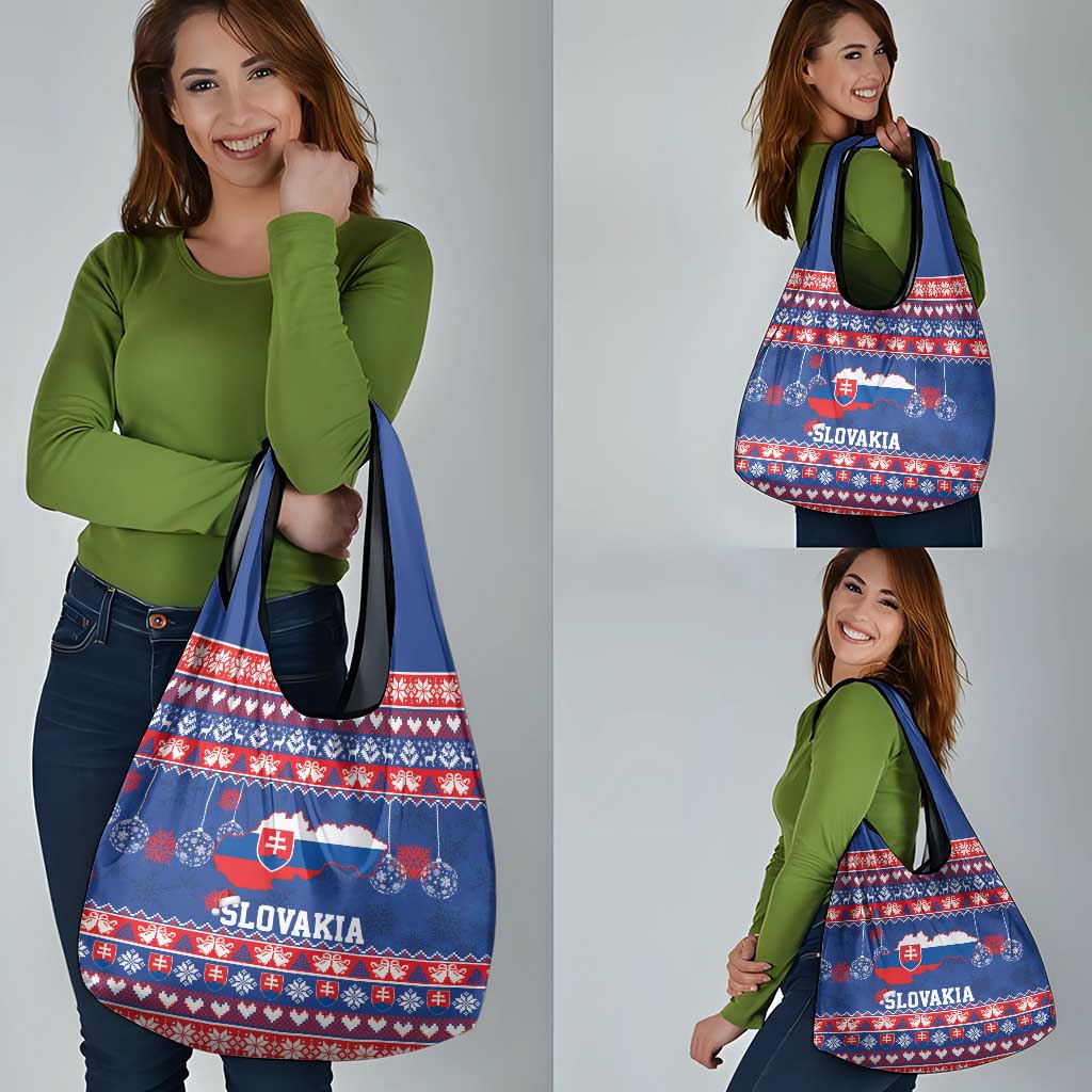 Slovakia Christmas Grocery Bag Slovakian Double Cross Map - Wonder Print Shop