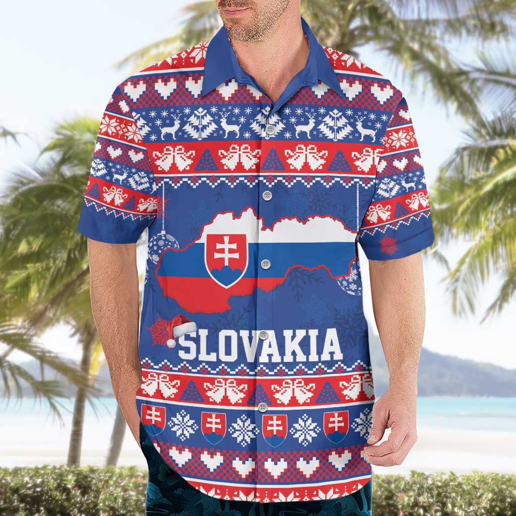 Slovakia Christmas Hawaiian Shirt Slovakian Double Cross Map - Wonder Print Shop