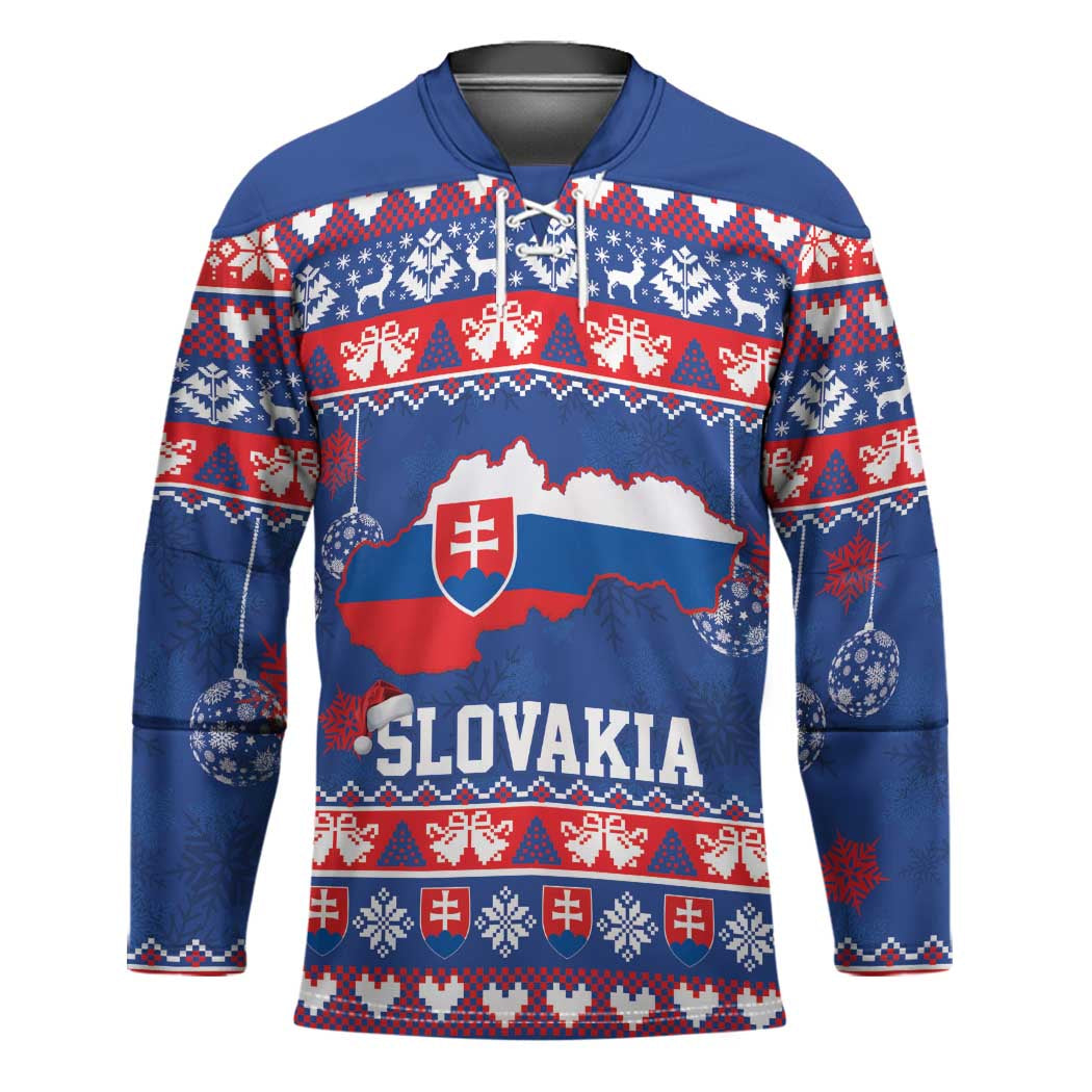 Slovakia Christmas Hockey Jersey Slovakian Double Cross Map - Wonder Print Shop